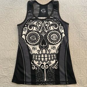 INKnBURN Black and White Sugar Skull Tank Top